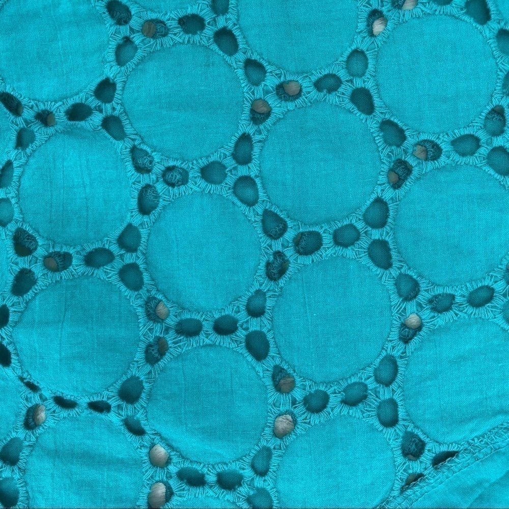 Jordan Taylor Women’s L Blue Eyelet Swim Coverup V Neck Sleeveless Summer Top - Picture 5 of 7